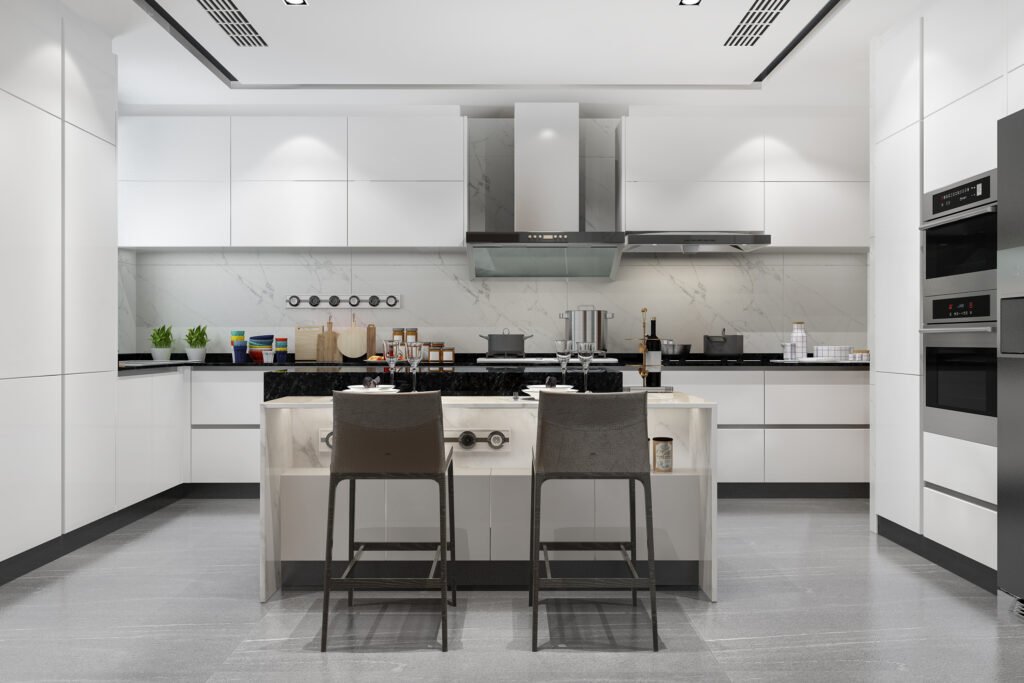 KITCHEN Exquisite granite kitchen platform with stainless steel sink Modular kitchen